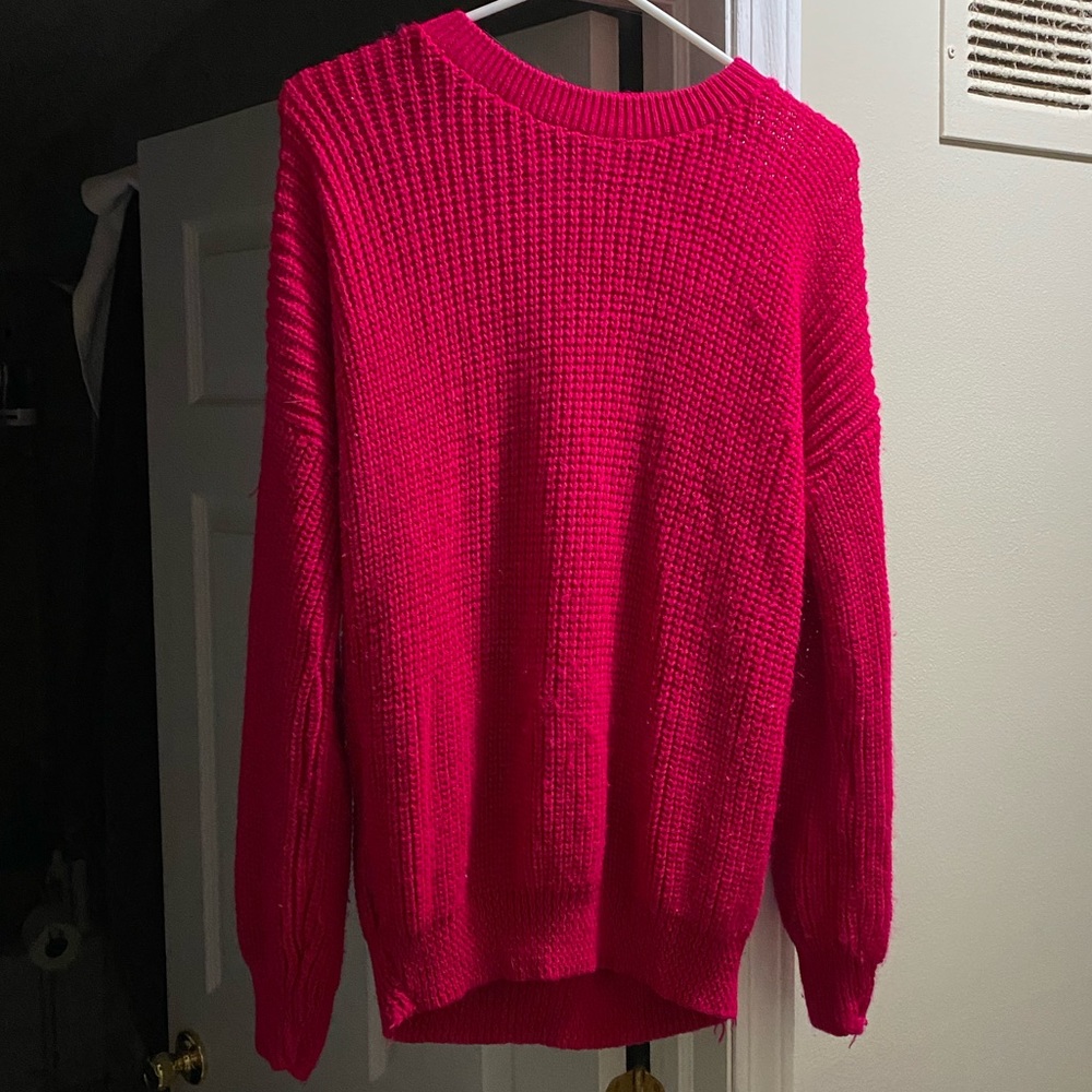 Amazon Cable Knit Sweater Hot Pink